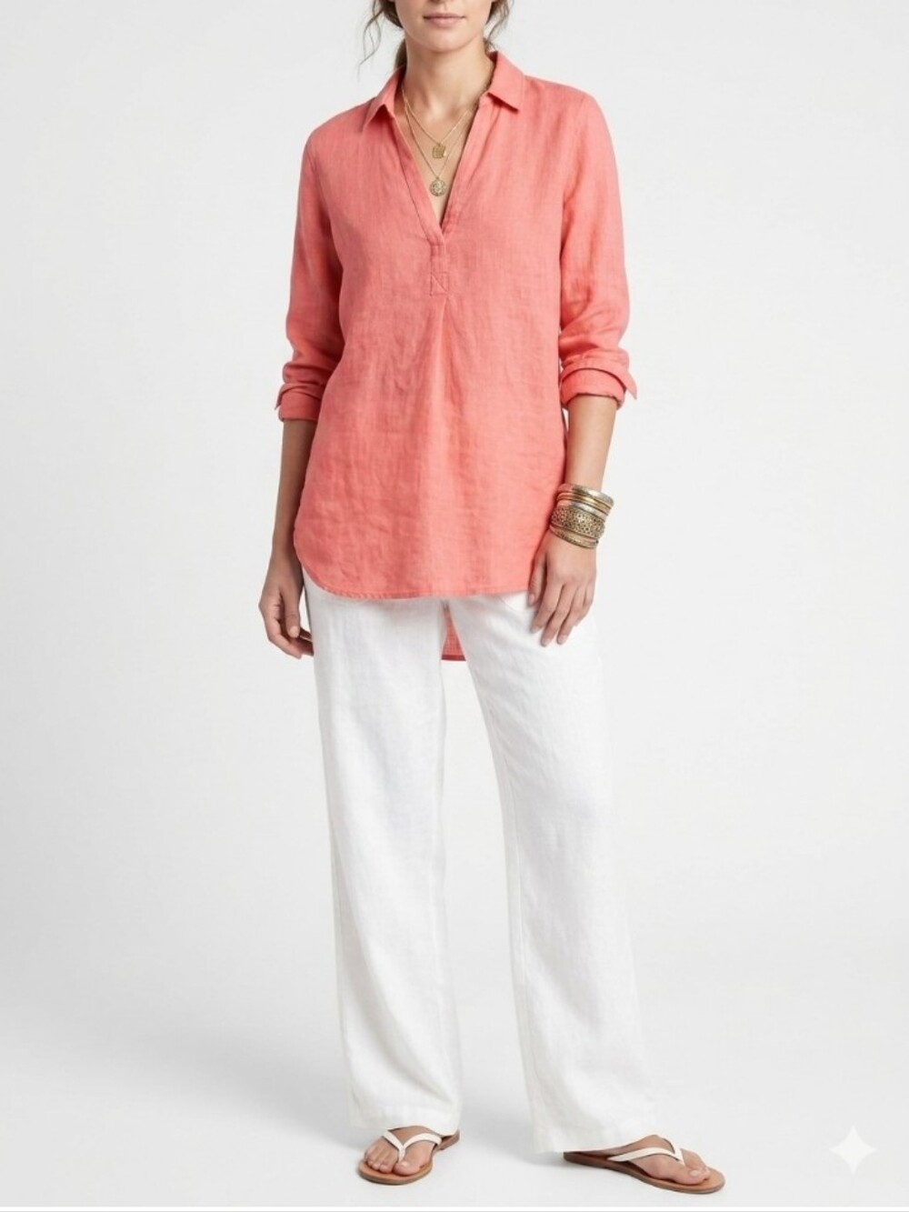 GAP 100% Linen V-Neck Shirt Tunic 🩷